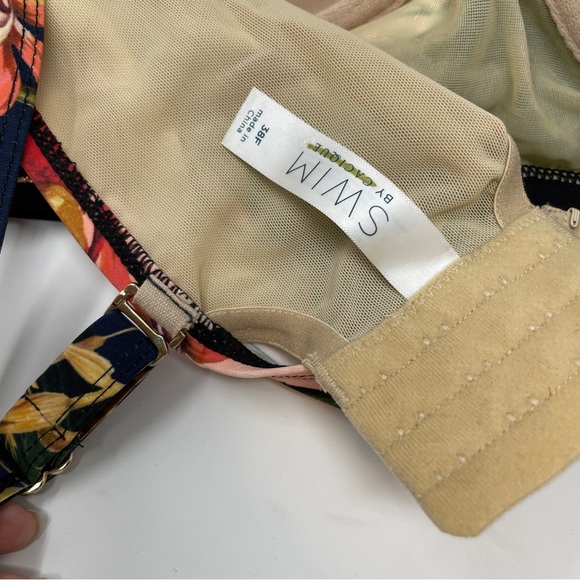 Cacique Swim Havana Tropical Peach Bikini Top Underwire Size 38F Multicolor - Picture 7 of 13